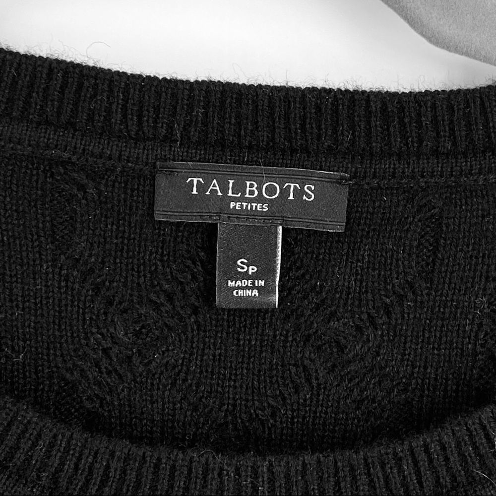 Talbots Black Wool Cable Knit Pullover Sweater - image 6